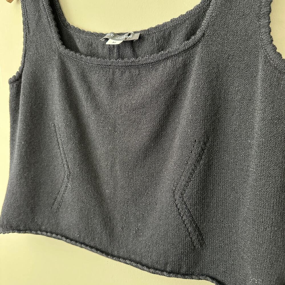 St. John Black Knit Crop Tank - M - Picture 4 of 6